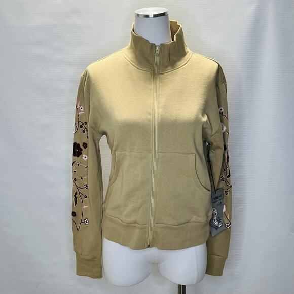 Scully Jacket Womens Medium Khaki Westerns Collection Embroidered Floral Zip Up - Picture 1 of 11